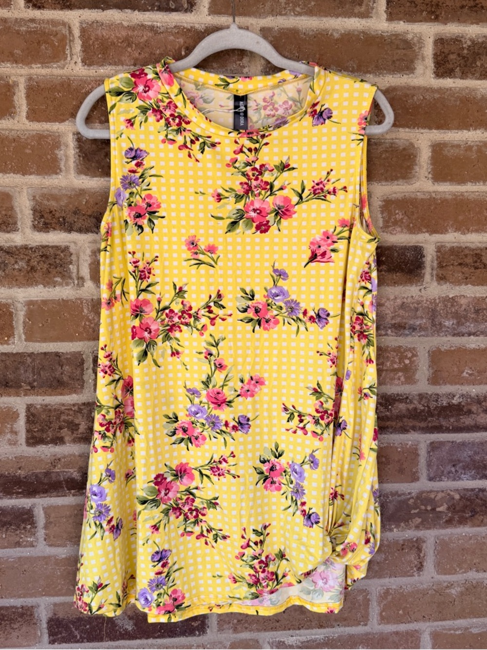 Agnes & Dora Yellow Floral Sleeveless Swing Dress